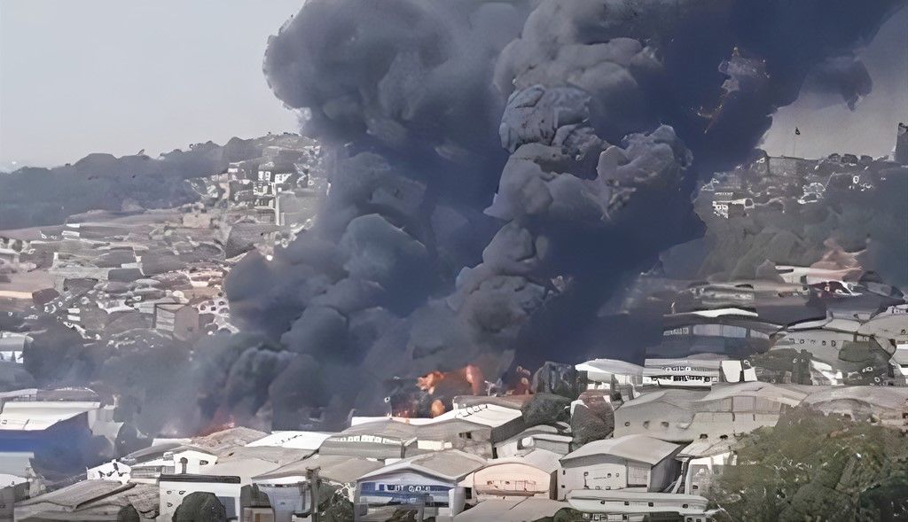 Incêndio de grandes proporções consome galpões na cidade de Barueri