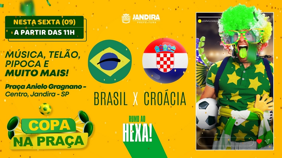 Jandira promove Copa na Praça para as quartas de final do Brasil na Praça Anielo Gragnano